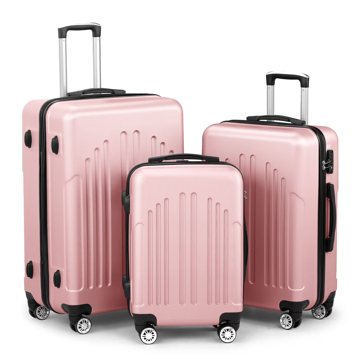 Red 3-Piece Hardshell Spinner Luggage Set (20in, 24in, 28in) - Large ABS Suitcase Set with 8 Wheels, Lightweight & Durable for Travel
