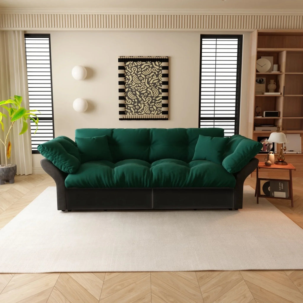 66" Queen Pull Out Sofa Bed, 3-in-1 Convertible Sleeper Sofa with Side Storage,Multi-Functional Velvet Loveseat Bed for Living Room,Bedroom