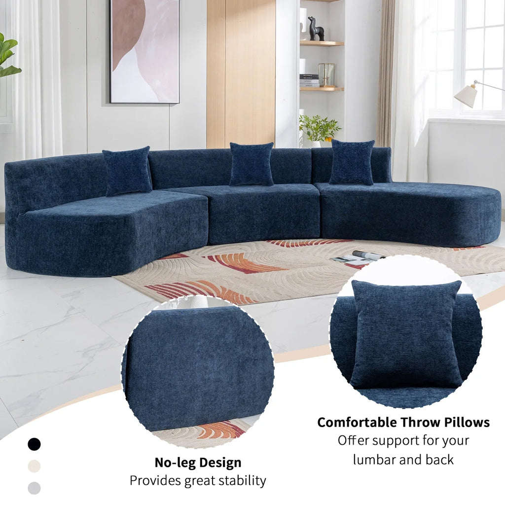 Harper & Bright Designs Modern Curved Floor Sofa Set, Modular Sectional Sponge Couch for Living Room, 2 PC Free Combination No Assembly Foam-Filled Sofa, Beige