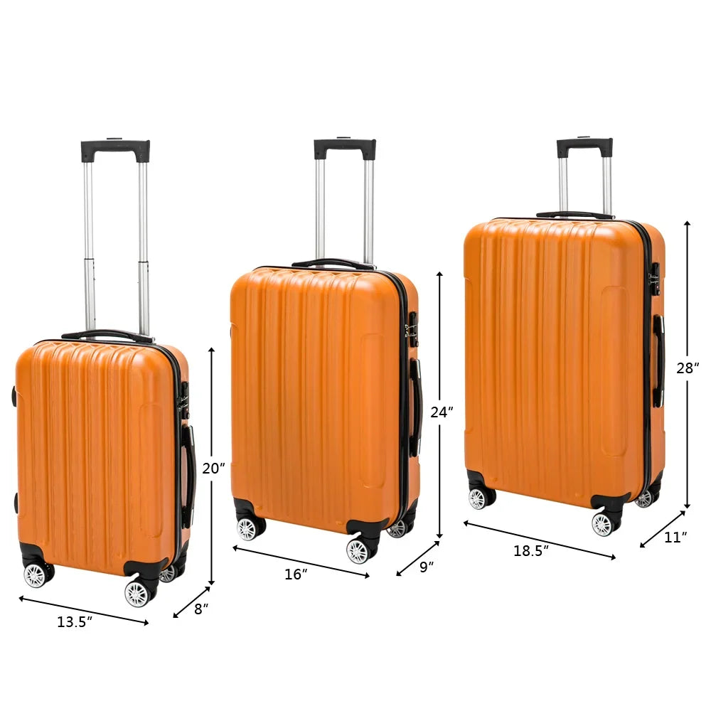 Red 3-Piece Hardshell Spinner Luggage Set (20in, 24in, 28in) - Large ABS Suitcase Set with 8 Wheels, Lightweight & Durable for Travel