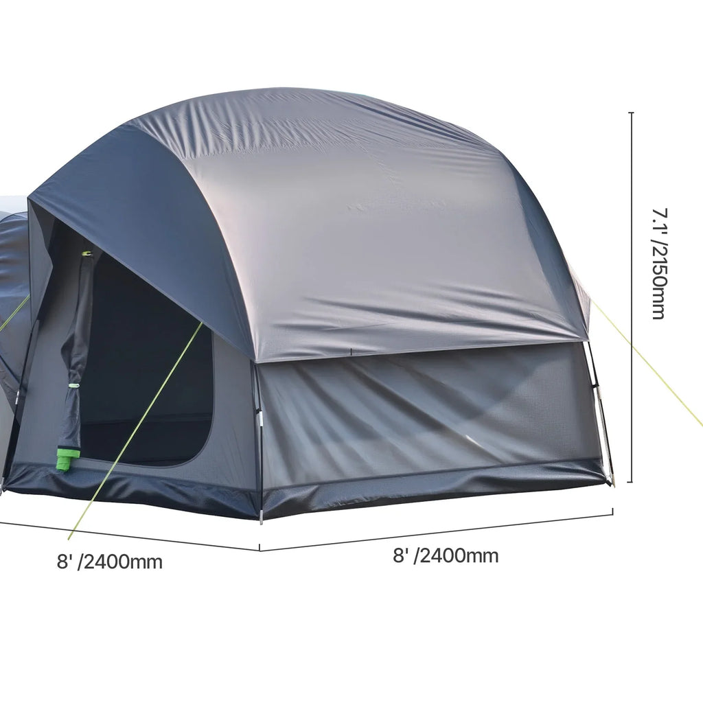 VEVOR SUV Tent for Camping, 8FT L x 8FT W, Waterproof PU2000mm Spacious Double Layer Design for 5-8 Person, SUV Camping Tent with Mesh Windows, Includes Rainfly & Storage Bag, for Outdoor Activities