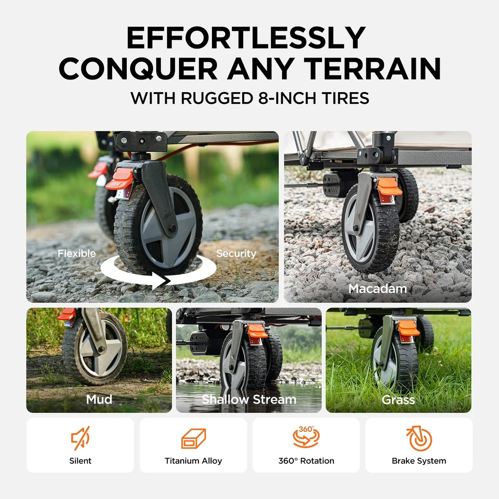 Litheli Electric Utility Wagon, Electric Drive, 200L, 8 Inch All Terrain Wheel, Foldable Wagon, With 4.0 Ah Battery, For Camping/Gardening/Shopping