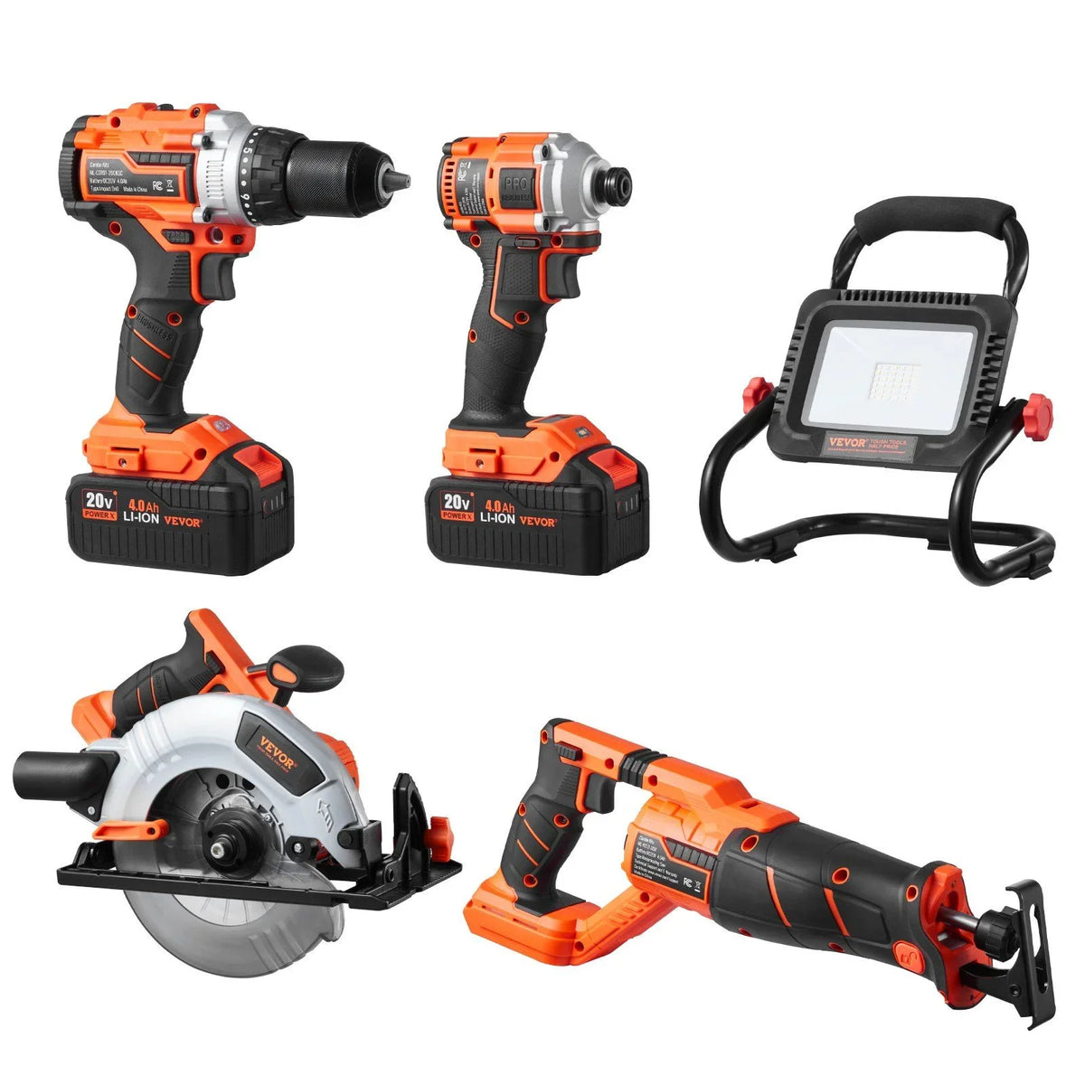 Tool Combo Kit 20V Brushless 5-Tool Cordless Power Tool Combo Kit with Batteries