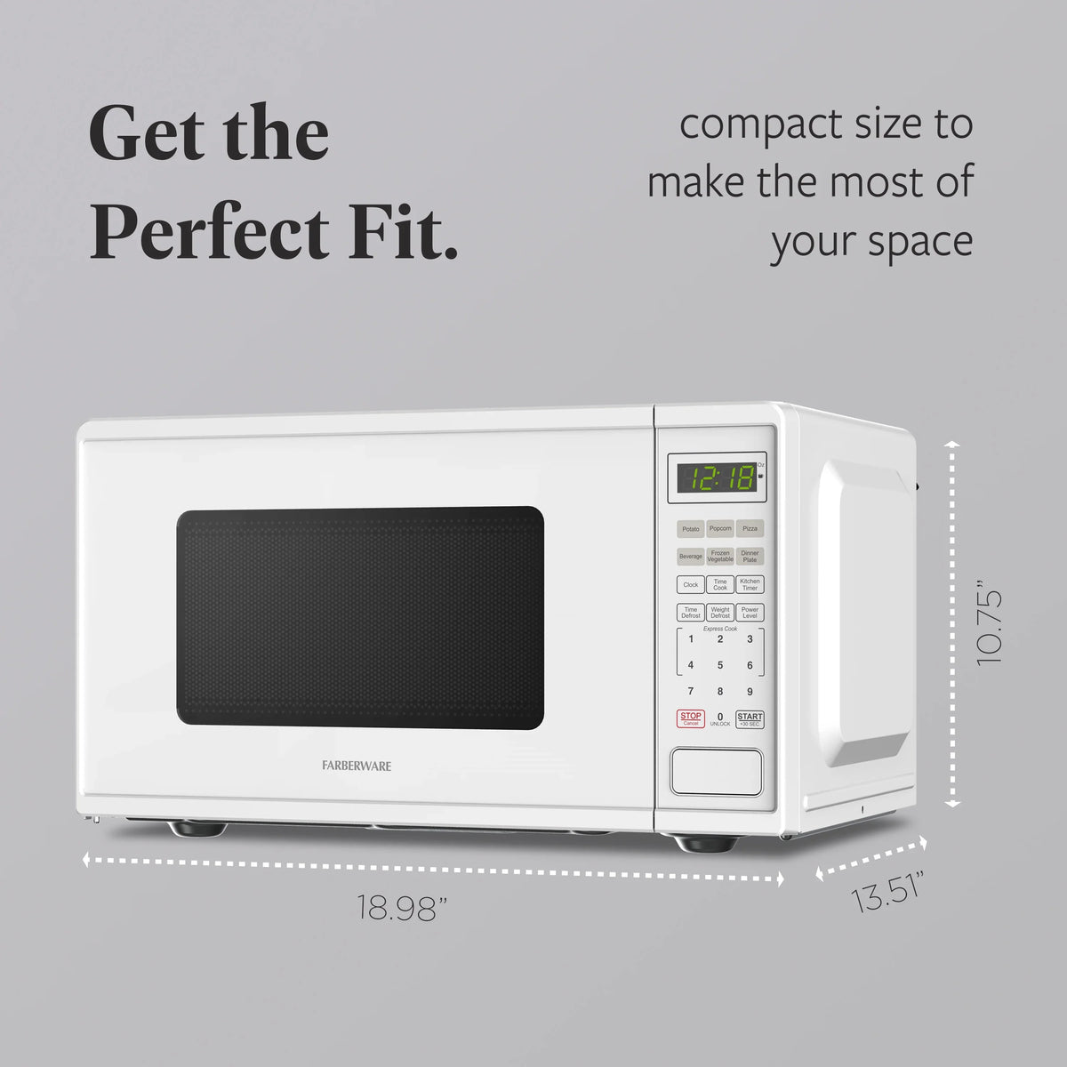 Farberware Countertop Microwave Ov 1100 Watts, 2.2 cu ft - Smart Sensor With LED Lighting and Child Lock - Perfect for Apartments and Dorms - Easy Clean Black Interior, Stainless Steel