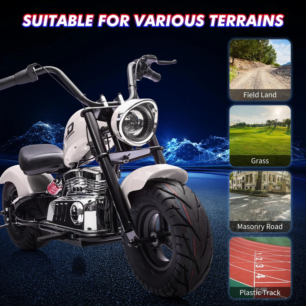 Towallmark 36V Kids Electric Dirt Bike, 350W Off-Road Motorcycle, Max 16.5 Mph, Ride On Electric Motorcycle with Removable Training Wheels, Spring Suspension, Leather Seat, Led Light,Music