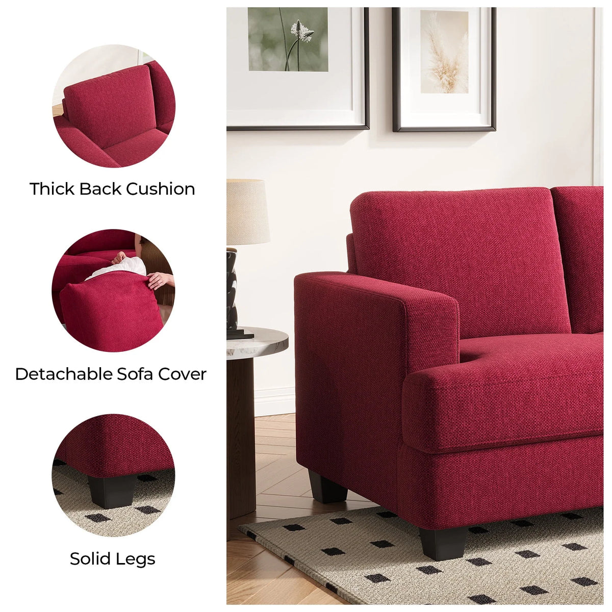 BLAZANT 3 Seater Sofa Oversize, 89" Extra Large Size Sofa Couch with Extra Deep Seats, Modern Loveseat Sofa, Comfortable Fabric, Easy to Install, for Living Room Apartment Lounge, Brown