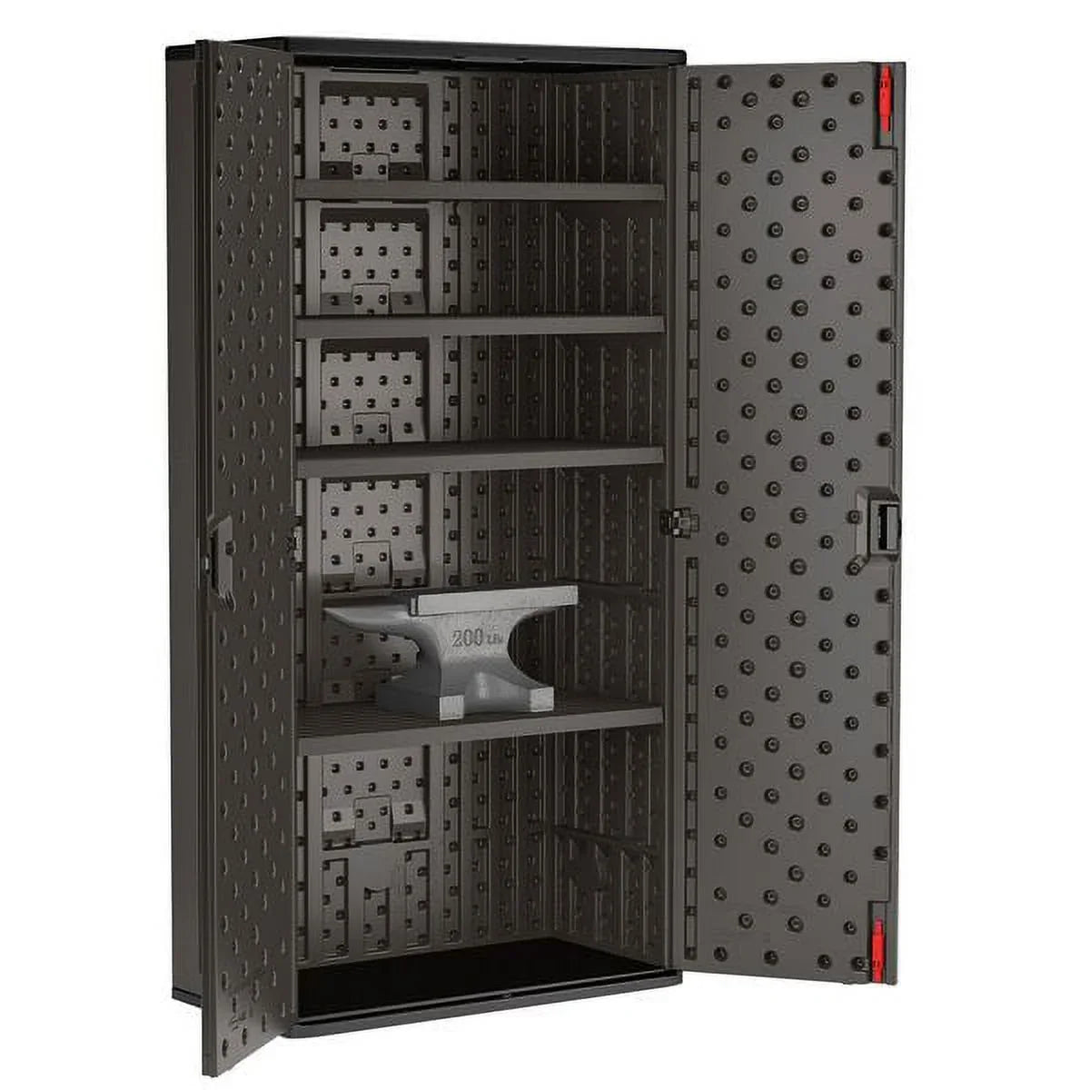 Suncast 80-inch x 40-inch 4-Shelf Storage Cabinet Locker, Black, Resin, Garage Cabinet