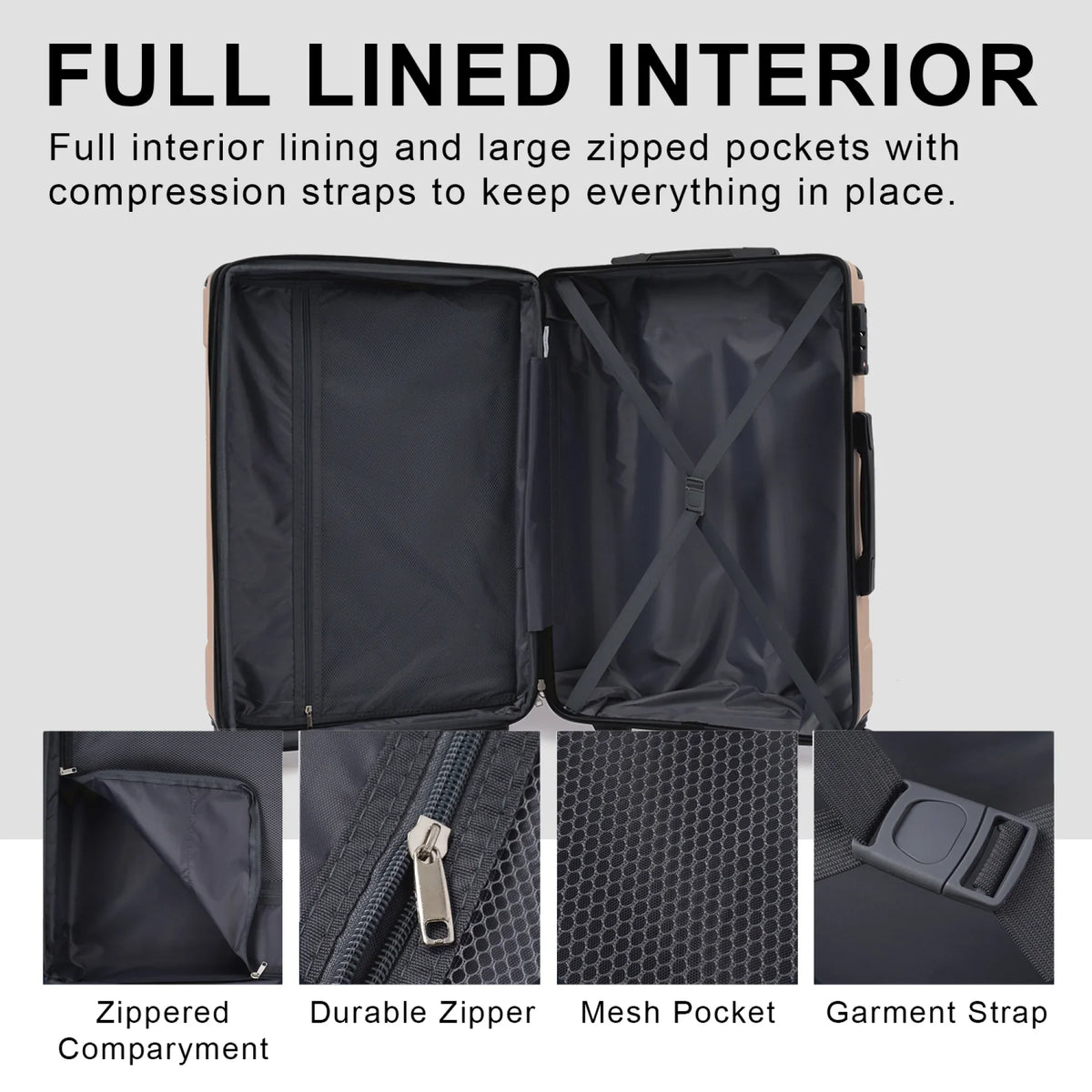Luggage Sets 3 Piece, Expandable Hard shell ABS Suitcases with Double Spinner, Travel luggage Set