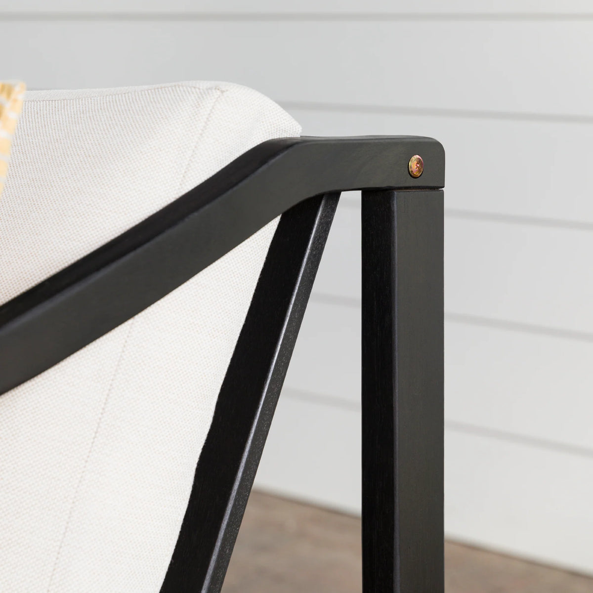Walker Edison Modern Solid Wood Curved-Arm Outdoor Loveseat, Black