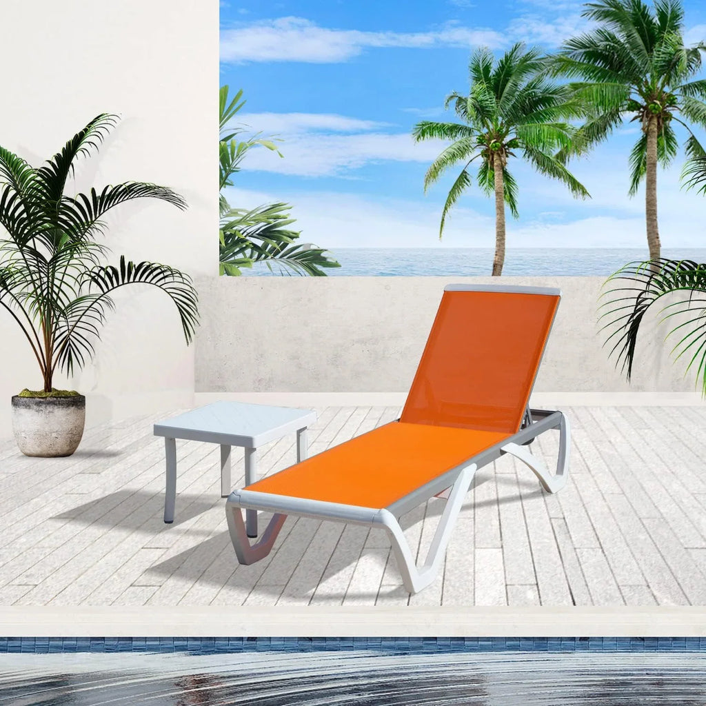 Domi Outdoor Living Chaise Lounge Chair Aluminum Adjustable Pool Lounge Chair"With All-Weather Textilene for Deck, Lawn, Backyard "1 Grey Chair"
