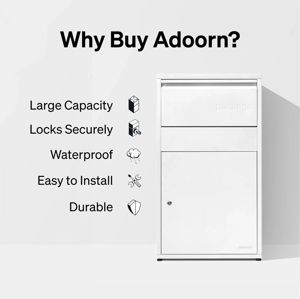 Adoorn Package Delivery Boxes for Outside, Large 36 x 20.5 x 15 (HxWxD) Security Package Box, Free Standing Anti-Theft Parcel Drop Box - Black