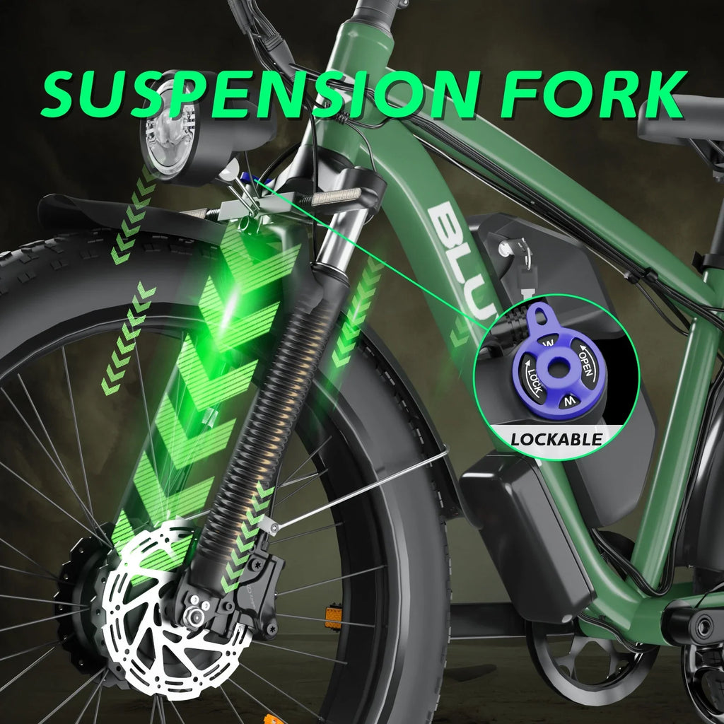 Ebike for Adults, 2000W 26" Fat Tire Electric Bike, 35MPH AWD Dual Motor Mountain Ebike, 48V 22.4AH Battery Dual Hydraulic Brakes