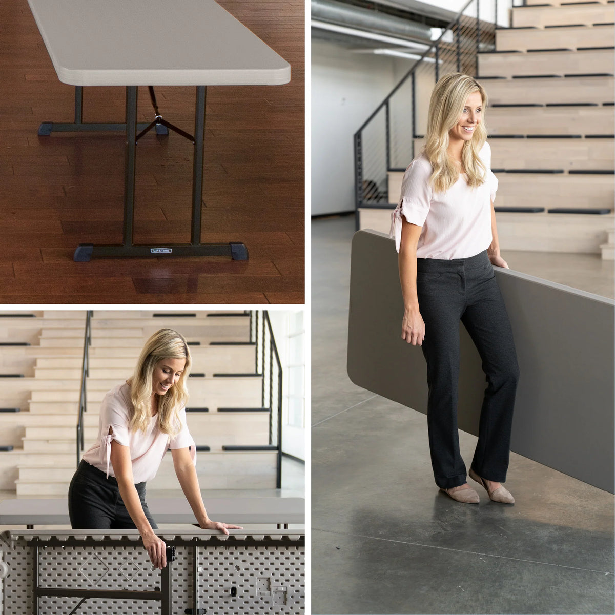 Lifetime 6 ft. Rectangle Folding Table, Indoor/Outdoor Professional Grade, Putty Set of 4 (480126)