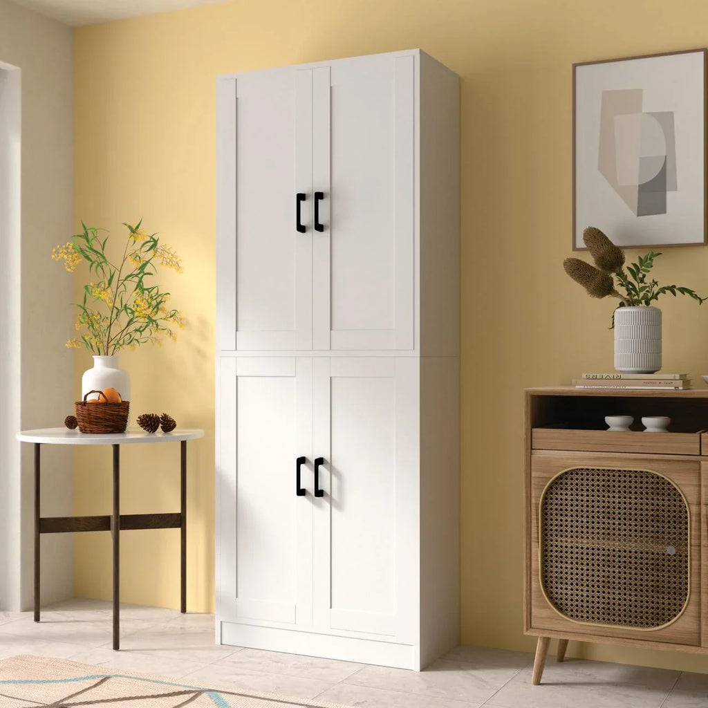 DIYART White Kitchen Pantry Cabinet, 71" Tall Kitchen Storage Cabinet with doors, Kitchen Pantry Hutch with Storage for Kitchen, Dining Room