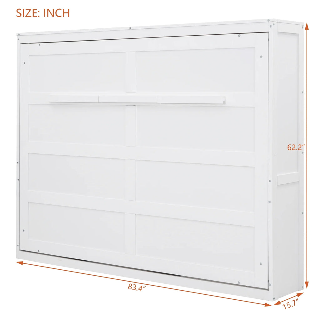 Harper & Bright Designs Full Size Murphy Bed Space-Saving Foldable Wooden Wall Bed with a Shelf for Guest Room Home Office, Gray