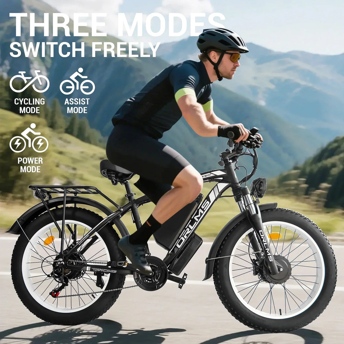 (US in Stock) 5000W Peak Dual Motor Electric Bike for Adults, 60V 25AH Removable Battery Ebike, 50MPH AWD 21-Speed Mountain Snow E-Bike with 26" x 4.0 Fat Tire, Long Range Mountain Off-Road EBikes