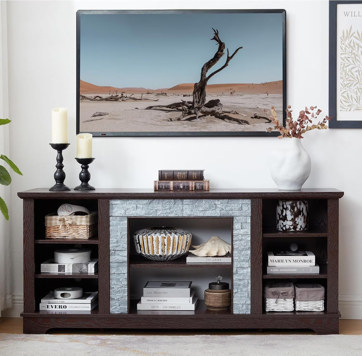 70 Inch TV Stand for TVs up to 80 Inch, Entertainment Center with Storage for Living Room, TV Console for Bedroom, Media Console for 40/50/55/60/65/70/75/80 Inch TV, White