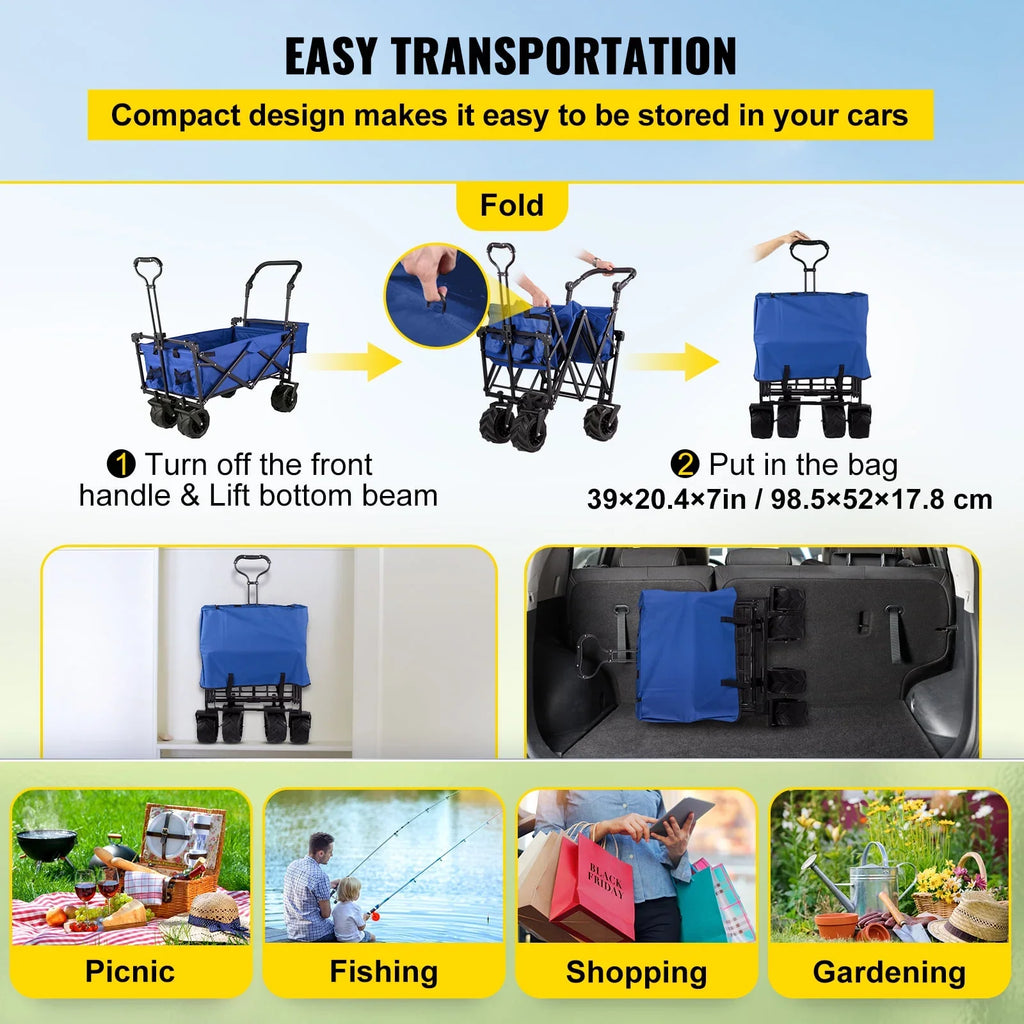 VEVOR 220.5 lbs Capacity Collapsible Wagon Cart with Foldable