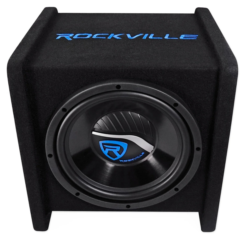 Rockville RV10.1D 500w 10" Loaded Car Subwoofer Enclosure+Mono Amplifier+Amp Kit