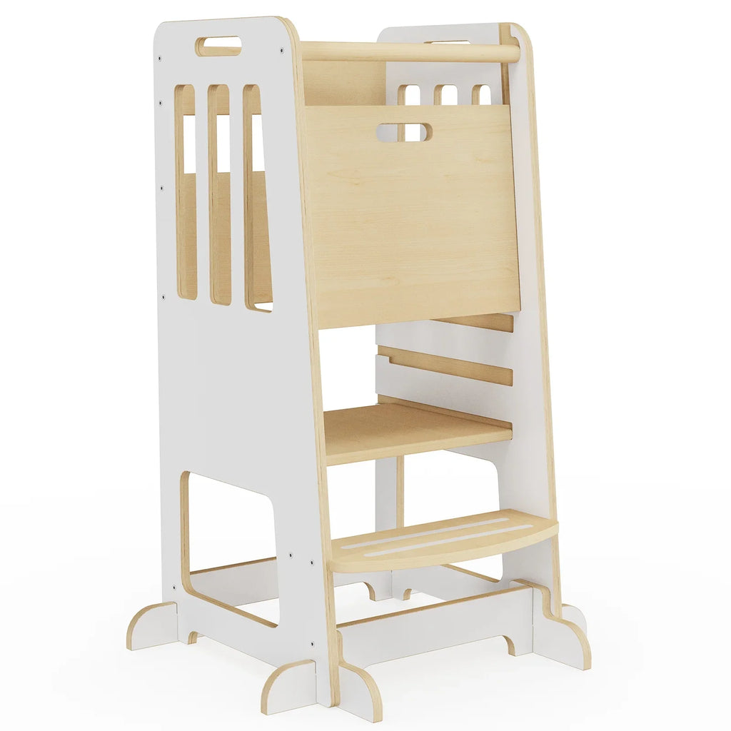 Toddler Standing Tower, Kids Kitchen Stool Helper 3 Levels Adjustable Height Wooden Toddler Step Stools for Learning New Skills