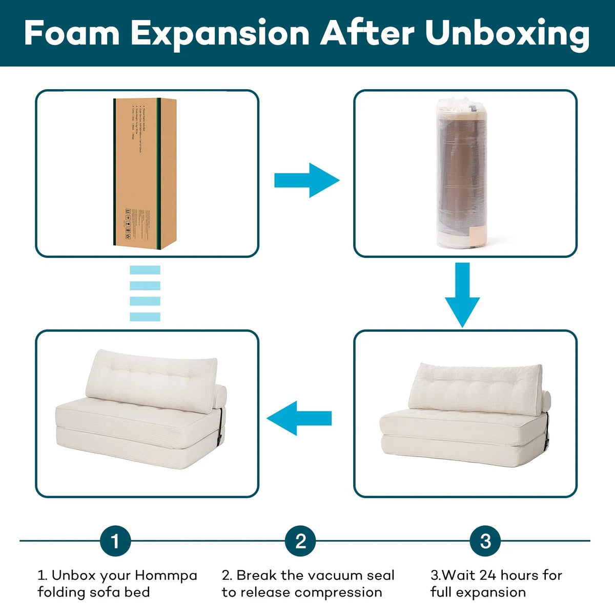 Hommpa Folding Sofa Bed Foldable Couch Bed Convertible Futon Chair with High Density Foam Filling with Pillow for Adult,Comfort chair bed for Living Room Bedroom,Gray,Single
