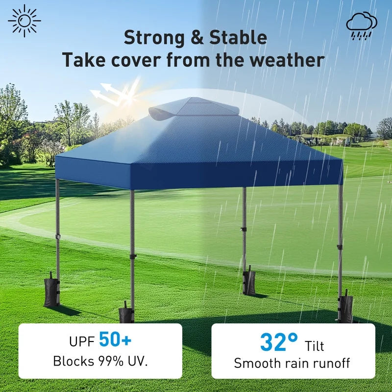 CHITOOMA 10 x 10ft Pop up Canopy Tent, Instant Outdoor Shelter Easy Portable Straight Leg Canopy Tent with Pockets Sidewall, White