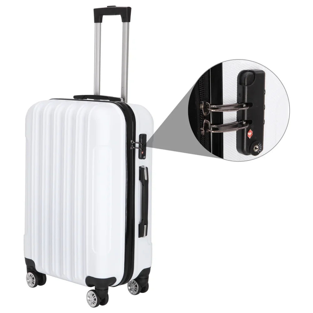 Red 3-Piece Hardshell Spinner Luggage Set (20in, 24in, 28in) - Large ABS Suitcase Set with 8 Wheels, Lightweight & Durable for Travel