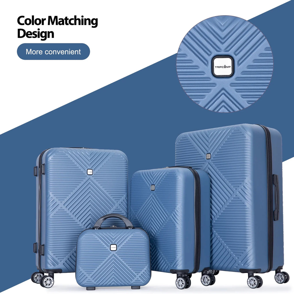 Tripcomp Luggage Sets 4 Piece Suitcase Set (14/20/24/28)Hardside Suitcase with Spinner Wheels Lightweight Carry on Luggage(Black)