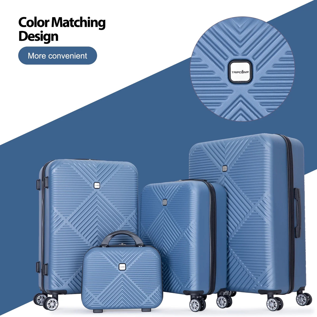 Tripcomp Luggage Sets 4 Piece Suitcase Set (14/20/24/28)Hardside Suitcase with Spinner Wheels Lightweight Carry on Luggage(Black)