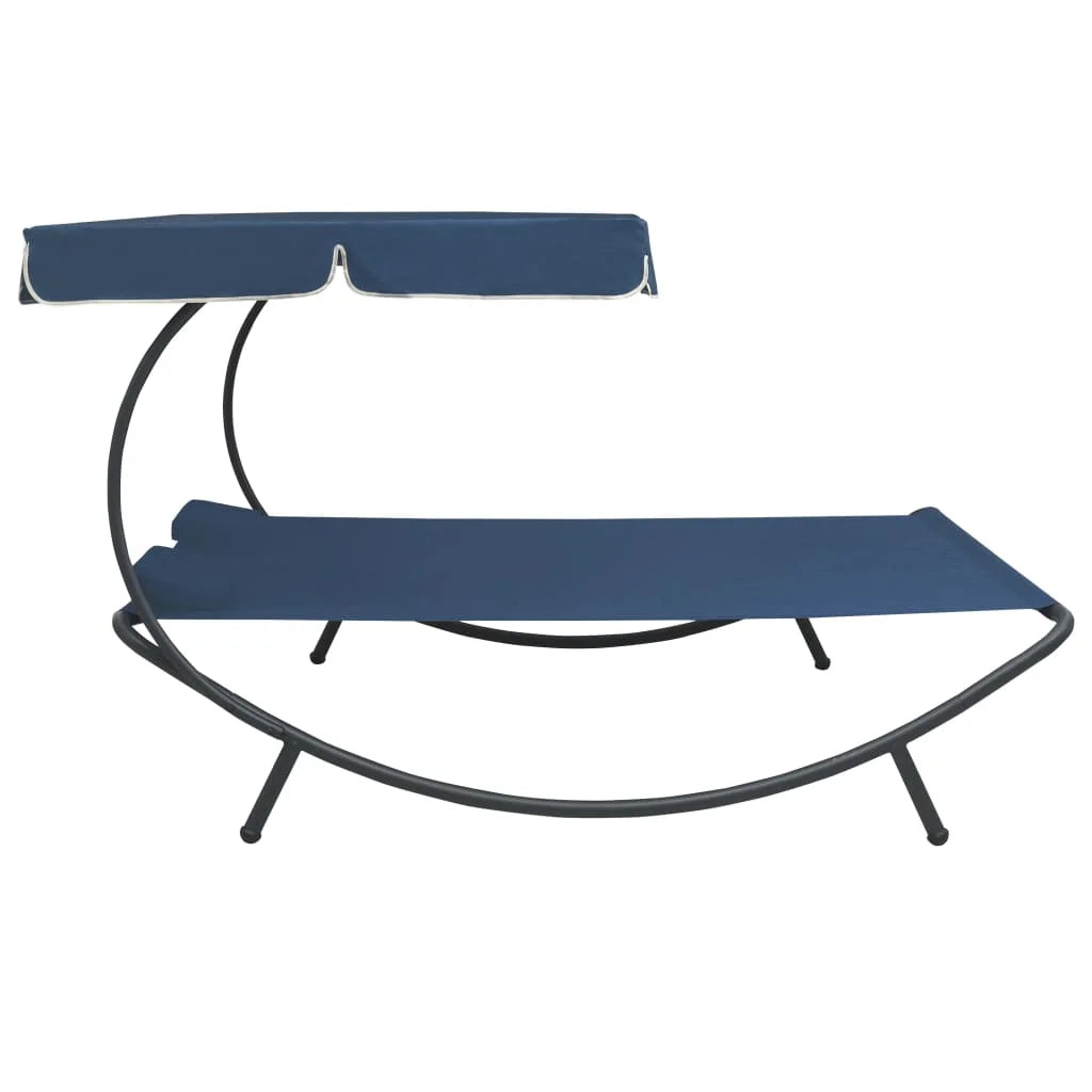 vidaXL Outdoor Double Chaise Lounge Patio Lounge Bed with Canopy and Pillows