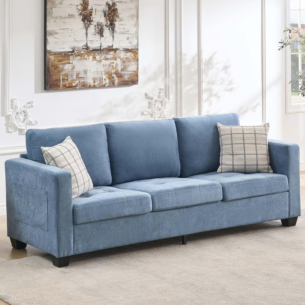 GarveeHome 3 Seat Sofa Couch, 89" Modern Sofa with Armrests, Comfy Couch Sofa with Extra Deep Seat Couches for Living Room Bedroom Apartment and Office, Chenille Beige