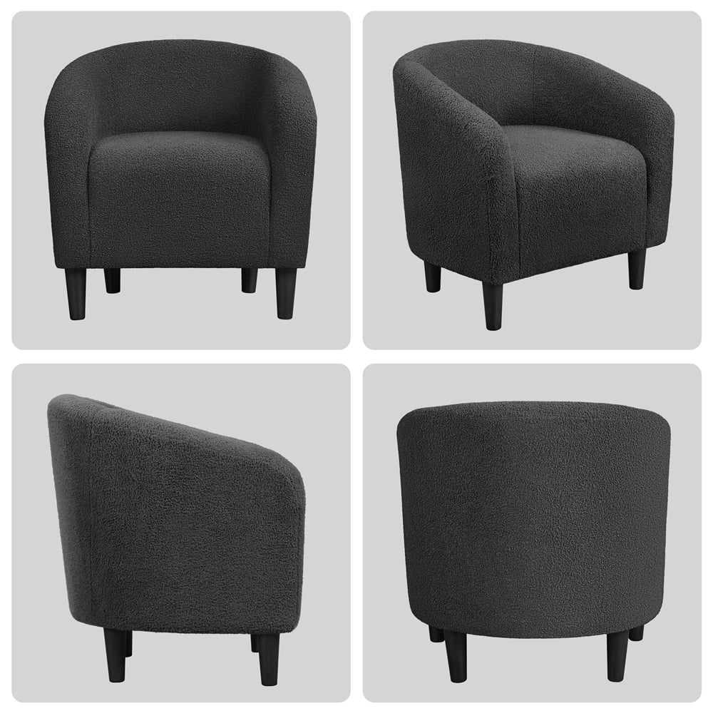 Topeakmart 2pcs Boucle Club Accent Chair for Livingroom, Ivory