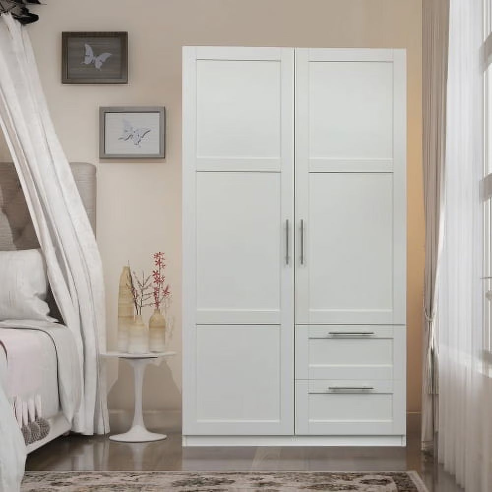 70.87'' Tall Kitchen Pantry Cabinet, Farmhouse Storage Cabinet with 2 Doors and 3 Shelf, Freestanding Wooden Cupboard Buffet for Home Dining Room Living Room Entryway, White