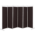 Costway 6-Panel Room Divider Folding Privacy Screen w/Steel Frame Decoration Brown
