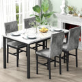 Baxluxe Dining Table Set for 4, Modern 5 Piece Dining Table Set, Faux Marble Kitchen Table and 4 Velvet Upholstered Chairs for Apartments, Dining Rooms, Small Spaces, Gray