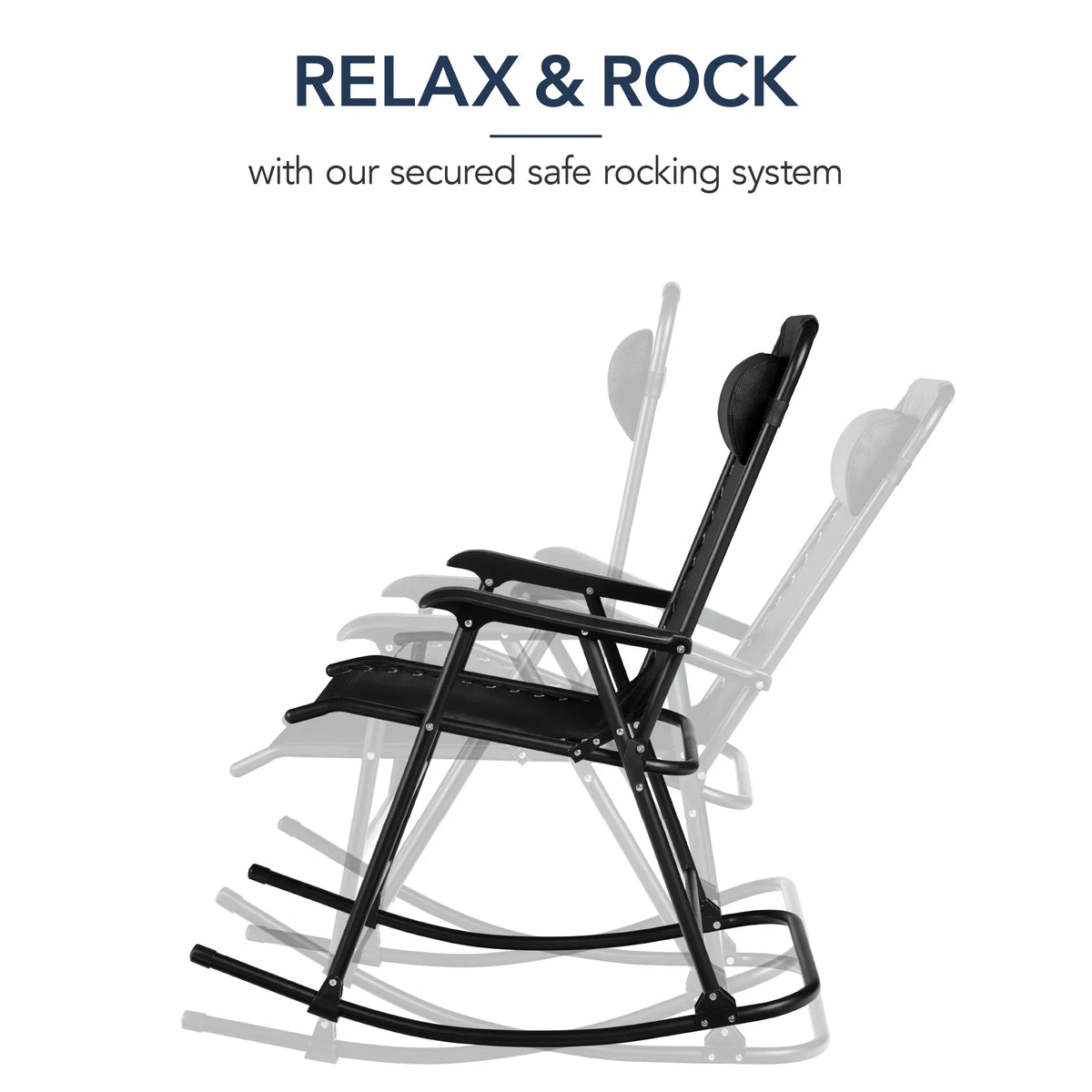 Best Choice Products Folding Outdoor Zero Gravity Rocking Lounge Chair w/ Headrest Pillow - Black