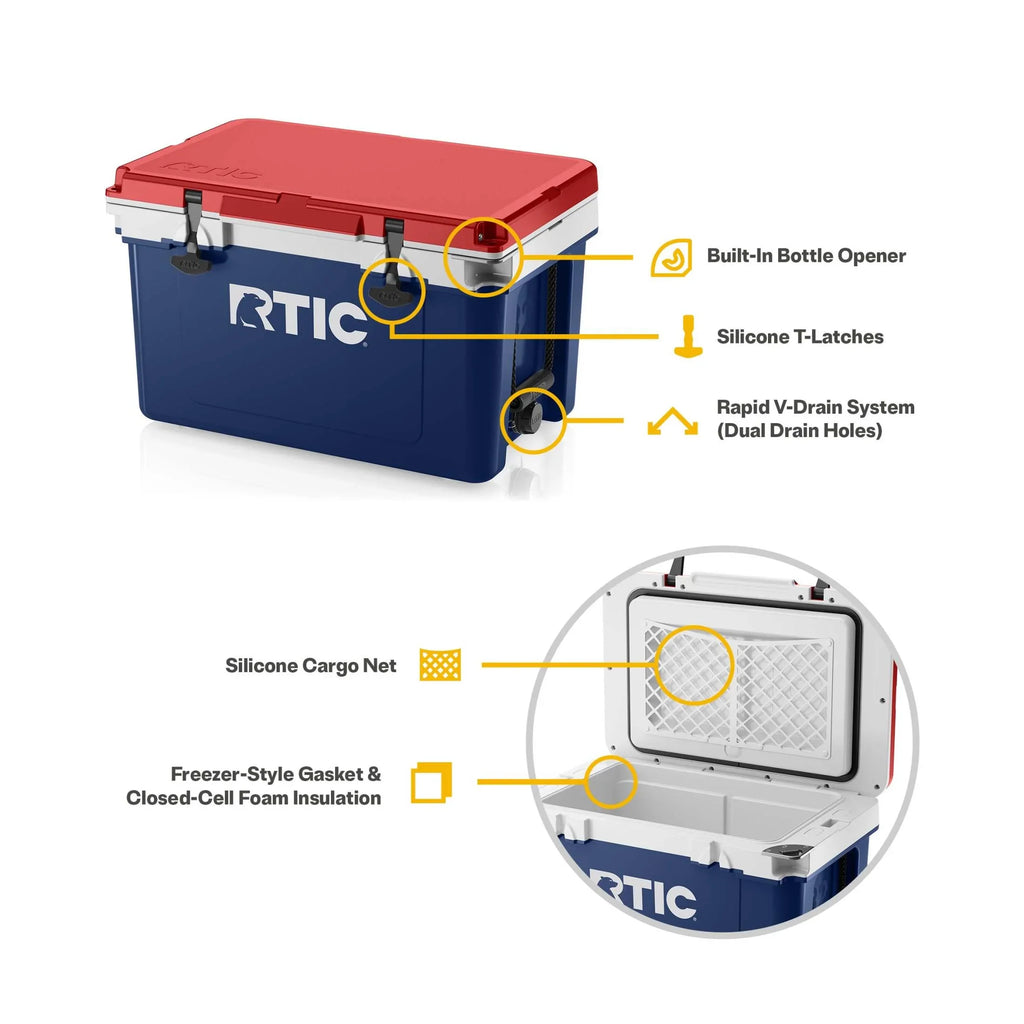 RTIC 32 QT Ultra-Light Hard-Sided Ice Chest Cooler, Fits 48 Cans, Dark Grey & Cool Grey