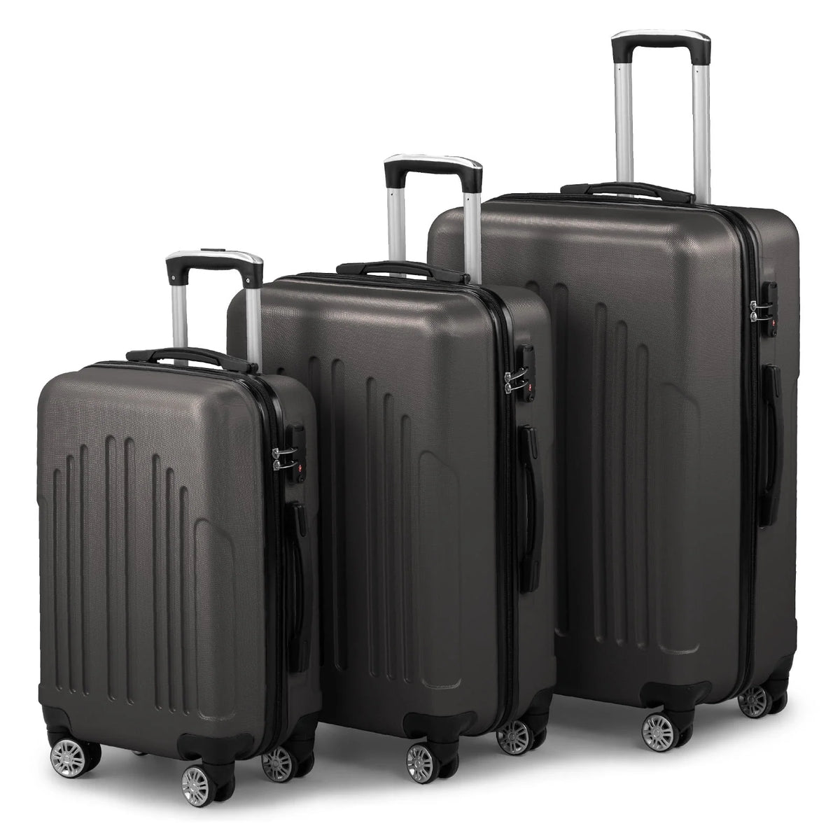 Red 3-Piece Hardshell Spinner Luggage Set (20in, 24in, 28in) - Large ABS Suitcase Set with 8 Wheels, Lightweight & Durable for Travel