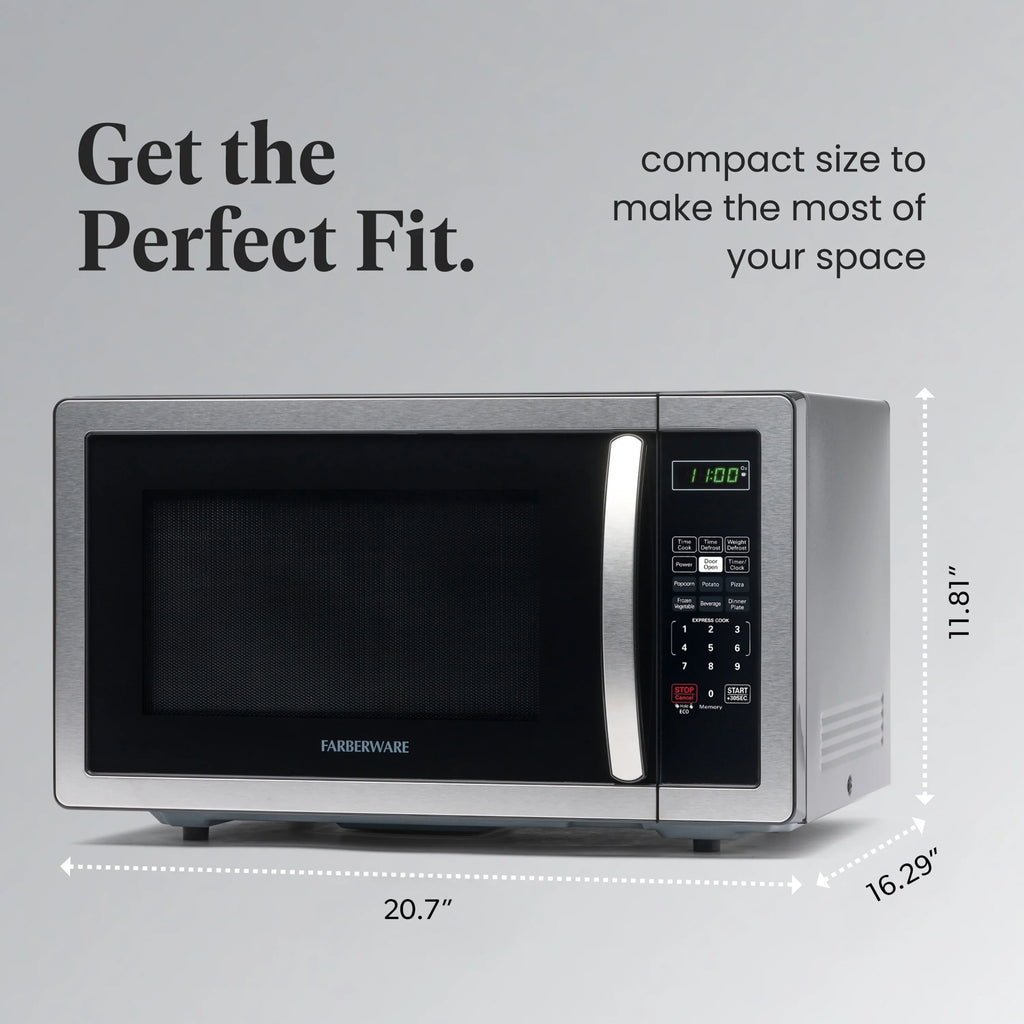 Farberware 1.1 Cu. Ft. 1000-Watt Compact Microwave Oven, Black