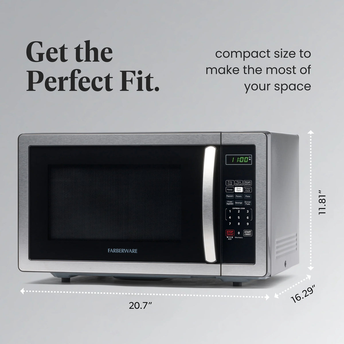 Farberware 1.1 Cu. Ft. 1000-Watt Compact Microwave Oven, Black