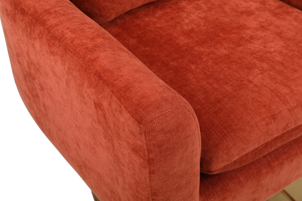Swivel Accent Chair, Mid Century Modern 360 Degree Comfy Armchair with Wraparound Backrest, Linen Upholstered Single Sofa Chair for Living Room, Bedroom, Office, Orange