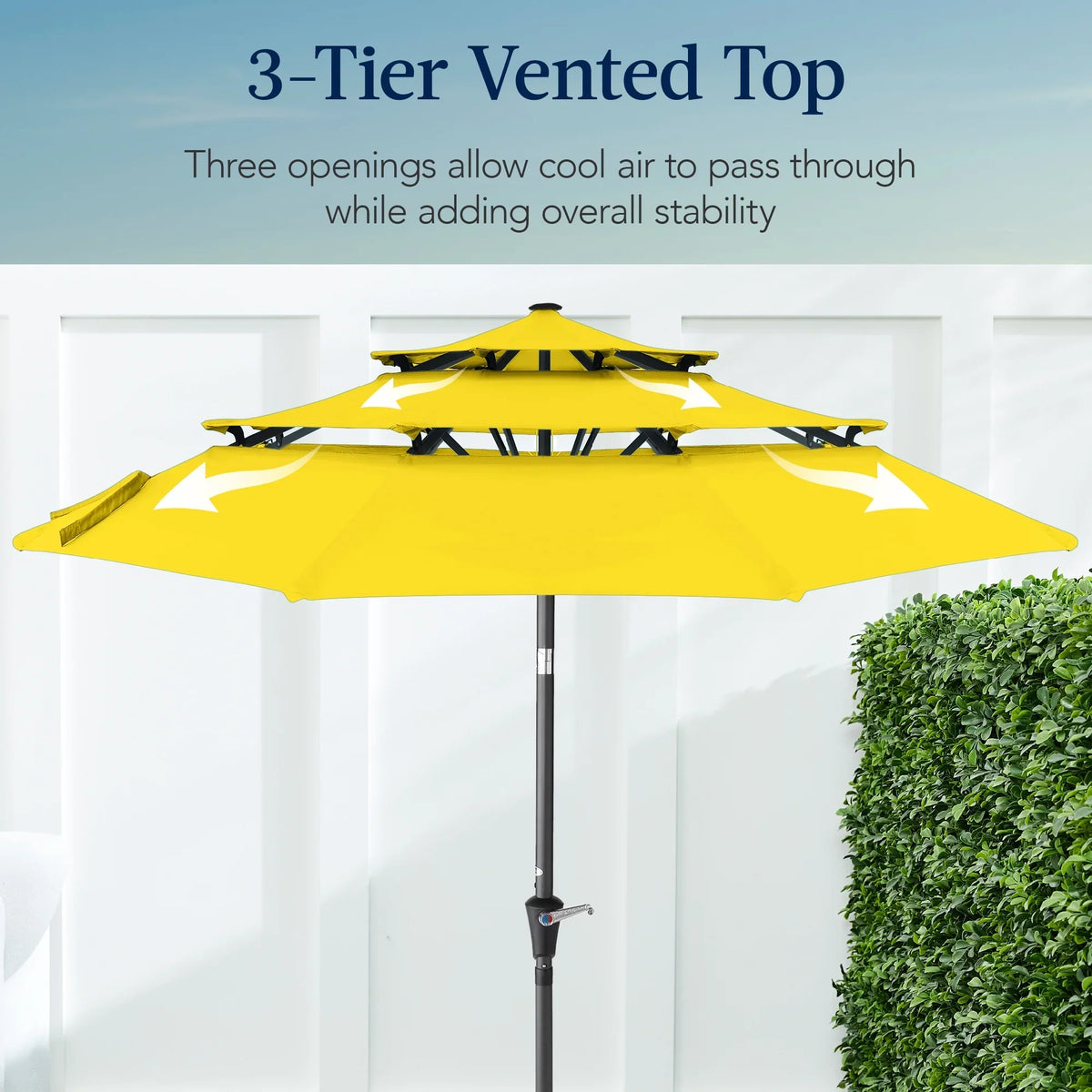 Best Choice Products 10ft 3-Tier Patio Umbrella, Market Sun Shade w/ Tilt Adjustment, Easy Crank - Red