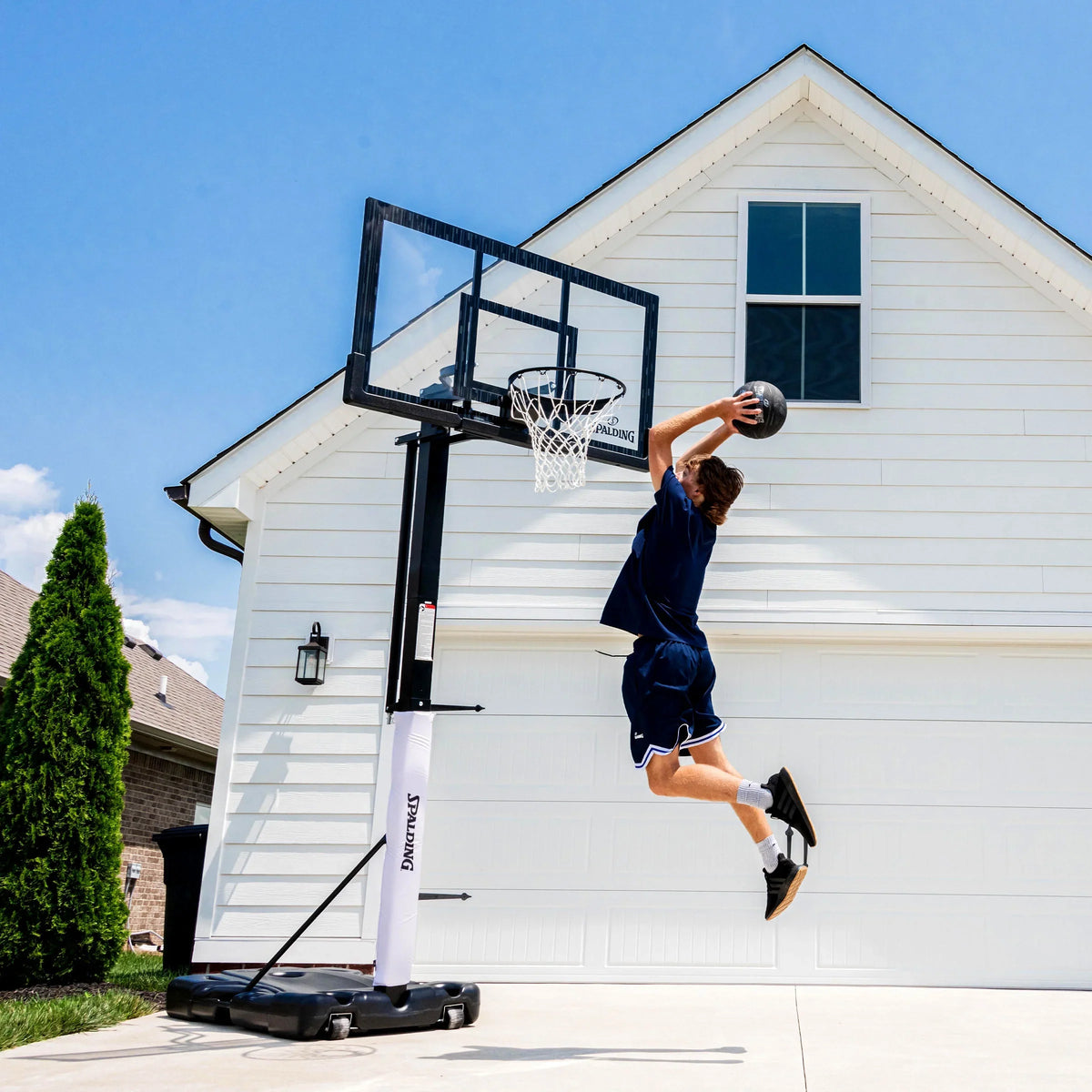 Spalding 60-Inch Portable Basketball Hoop with Acrylic Backboard, Screw Jack Lift & Arena Slam Rim-Outdoor Play