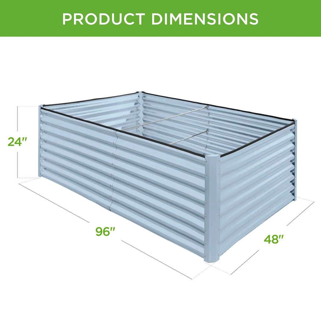 Best Choice Products 8x4x2ft Outdoor Metal Raised Garden Bed, Planter Box for Vegetables, Flowers, Herbs - Gray