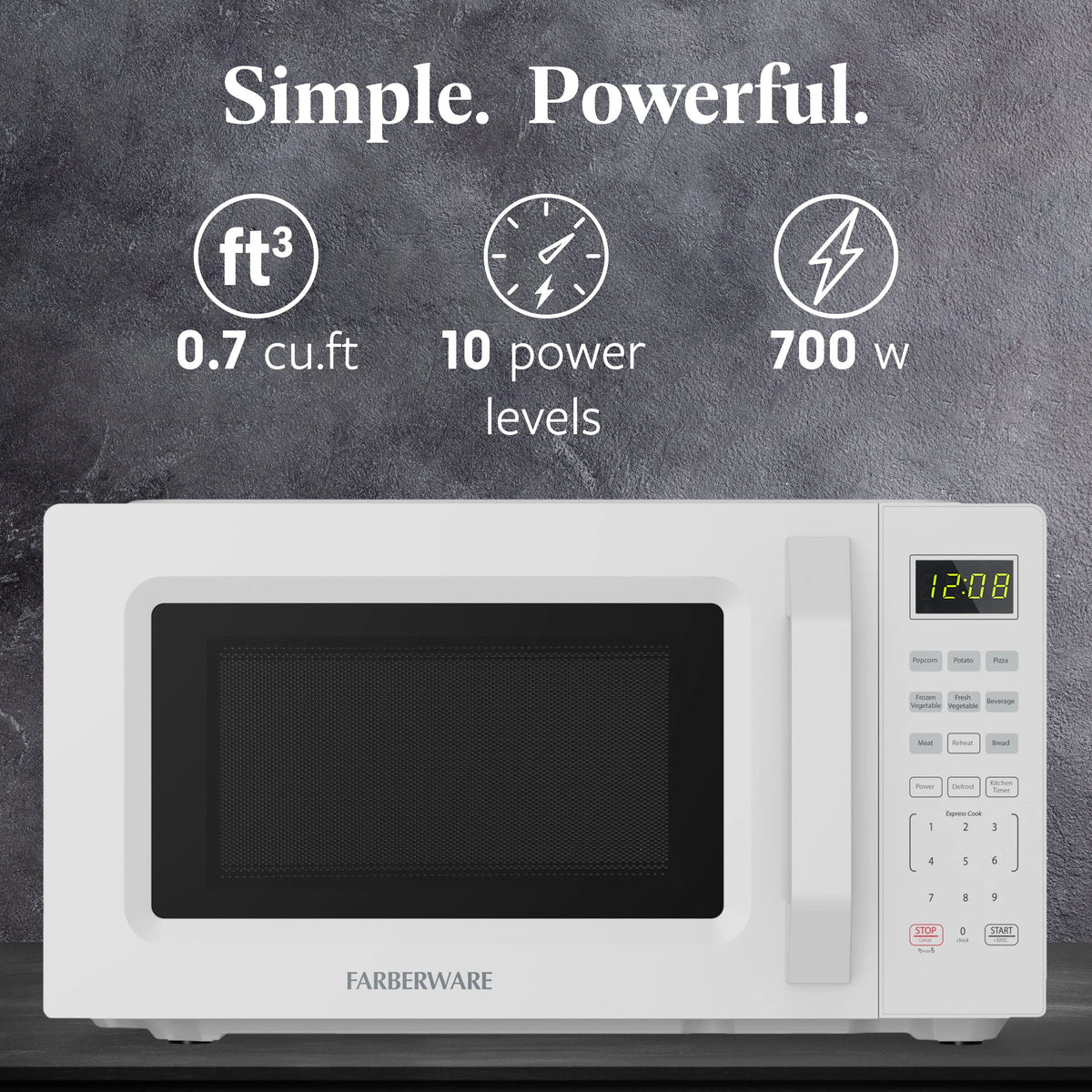 Farberware 1.1 Cu. Ft. 1000-Watt Compact Microwave Oven, Black