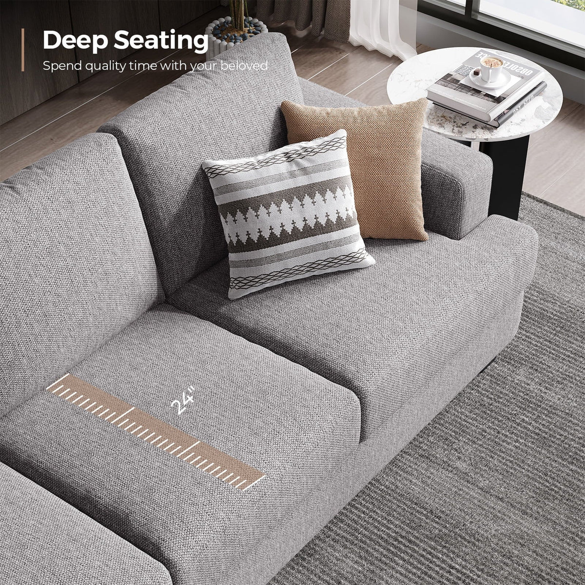 BLAZANT 3 Seater Sofa Oversize, 89" Extra Large Size Sofa Couch with Extra Deep Seats, Modern Loveseat Sofa, Comfortable Fabric, Easy to Install, for Living Room Apartment Lounge, Brown
