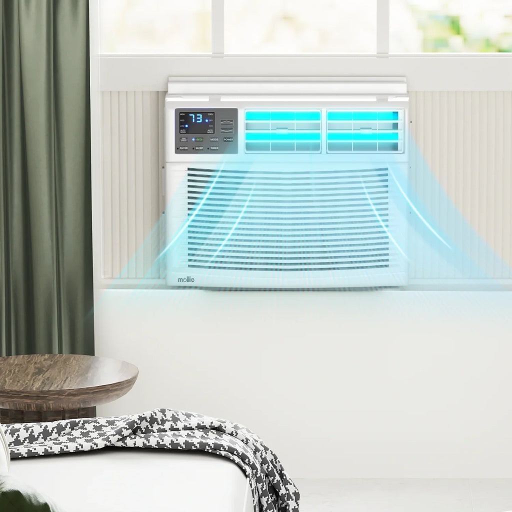 mollie 12,000 BTU 115V Window Air Conditioner, Cools Rooms up to 450 Sq.Ft., Window AC Unit with Remote Control, 24H-Timer and 3 Fan Speeds, White