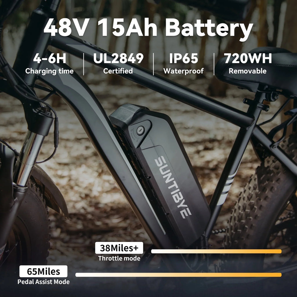 SUNTIBYE EB26 26" Fat Tire E Bike for Adults Set of 2, 1500W Electric Mountain Bikes, 28MPH Off-road Ebike, 48V 15Ah UL2849, Black