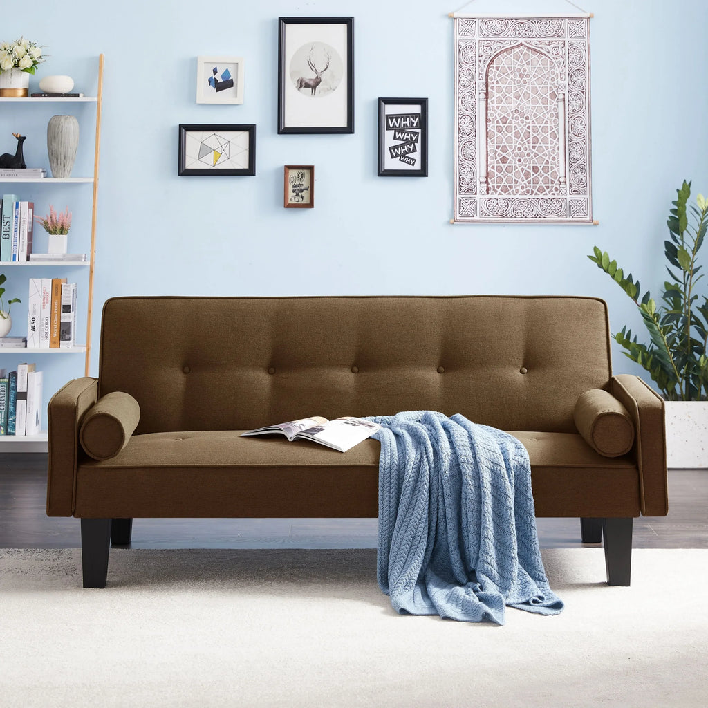 72" Convertible Loveseat Sofa Bed Sleeper Daybed,Modern Upholstered Folding Recliner,Small Futon Sofa for Living Room Apartment Office,Gray 02