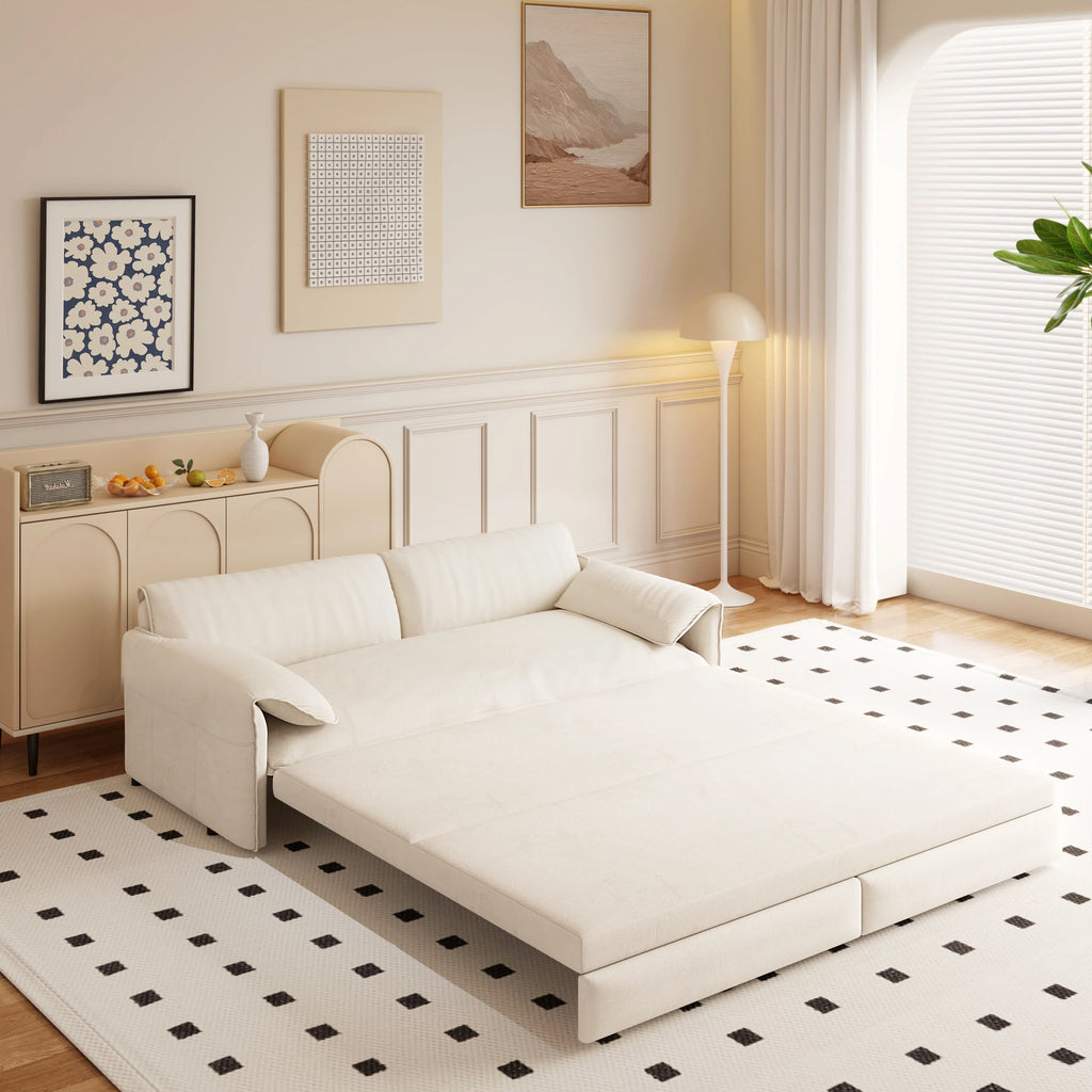 66" Queen Pull Out Sofa Bed, 3-in-1 Convertible Sleeper Sofa with Side Storage,Multi-Functional Velvet Loveseat Bed for Living Room,Bedroom